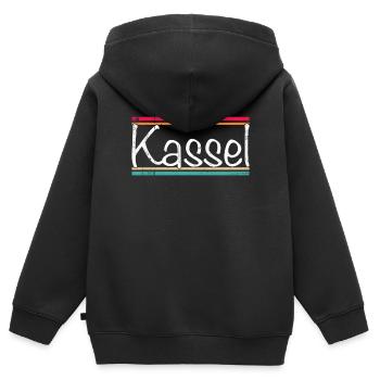 Kassel - Sweat Premium à capuche zippé enfant bio - noir - Dos - AI Model Kid Male (0cm)