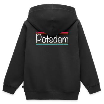 Potsdam - Sweat Premium à capuche zippé enfant bio - noir - Dos - AI Model Kid Male (0cm)