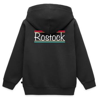 Rostock - Kinder Premium Organic Zip Hoodie - Schwarz - Hinten - AI Model Kid Male (0cm)