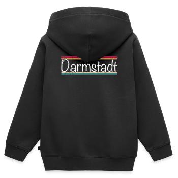 Darmstadt - Kinder Premium Organic Zip Hoodie - Schwarz - Hinten - AI Model Kid Male (0cm)