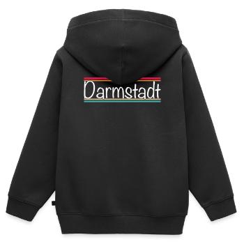 Darmstadt - Kinder Premium Organic Zip Hoodie - Schwarz - Hinten - AI Model Kid Male (0cm)