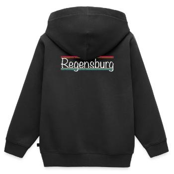 Regensburg - Kinder Premium Organic Zip Hoodie - Schwarz - Hinten - AI Model Kid Male (0cm)