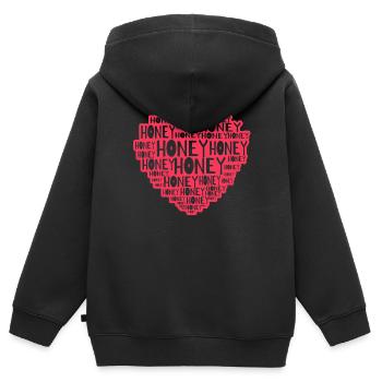 Honey Herz - Kinder Premium Organic Zip Hoodie - Schwarz - Hinten - AI Model Kid Male (0cm)