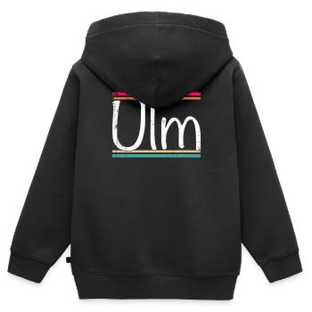 Ulm - Sweat Premium à capuche zippé enfant bio - noir - Dos - AI Model Kid Male (0cm)