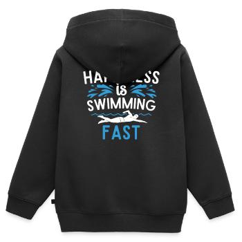Glück Ist Schwimmen Schnell Sport Freistil Pool - Kinder Premium Organic Zip Hoodie - Schwarz - Hinten - AI Model Kid Male (0cm)