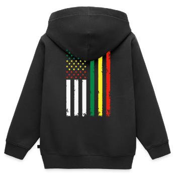 Drapeau de l’indépendance américaine Juneteenth - Sweat Premium à capuche zippé enfant bio - noir - Dos - AI Model Kid Male (0cm)