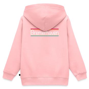 Bremerhaven - Kinder Premium Organic Zip Hoodie - Rosa - Hinten - AI Model Kid Female (0cm)