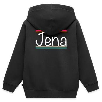 Jena - Kinder Premium Organic Zip Hoodie - Schwarz - Hinten - AI Model Kid Male (0cm)