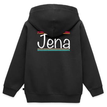 Jena - Kinder Premium Organic Zip Hoodie - Schwarz - Hinten - AI Model Kid Male (0cm)