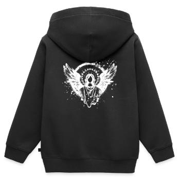 Épopée de l’ange au-delà de la mort Résurrection Jésus Dieu - Sweat Premium à capuche zippé enfant bio - noir - Dos - AI Model Kid Male (0cm)