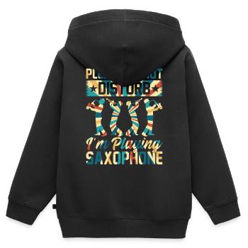 S’il vous plaît ne pas déranger Je joue du saxophone - Saxo - Sweat Premium à capuche zippé enfant bio - noir - Dos - AI Model Kid Male (0cm)