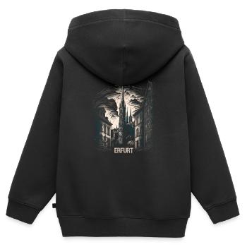 Erfurt - Kinder Premium Organic Zip Hoodie - Schwarz - Hinten - AI Model Kid Male (0cm)