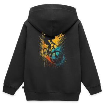 Helle & Mutige Fahrradkunst - Kinder Premium Organic Zip Hoodie - Schwarz - Hinten - AI Model Kid Male (0cm)