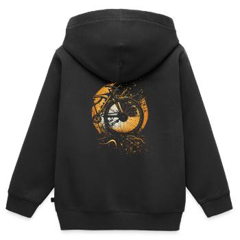 Helle & Mutige Fahrradkunst - Kinder Premium Organic Zip Hoodie - Schwarz - Hinten - AI Model Kid Male (0cm)