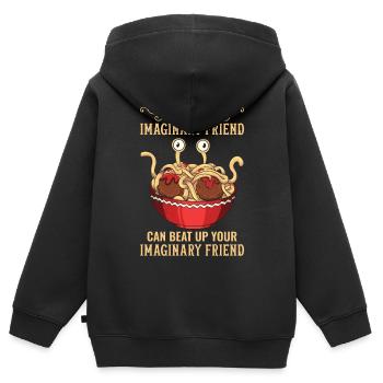 Fliegendes Spaghettimonster Pastafari - Kinder Premium Organic Zip Hoodie - Schwarz - Hinten - AI Model Kid Male (0cm)