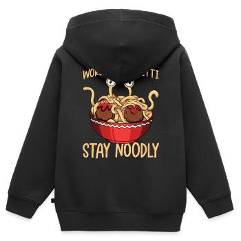 Le monstre spaghetti volant - Sweat Premium à capuche zippé enfant bio - noir - Dos - AI Model Kid Male (0cm)