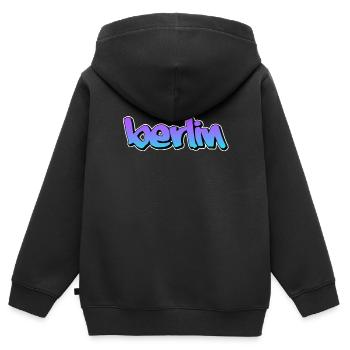 Berlin - Sweat Premium à capuche zippé enfant bio - noir - Dos - AI Model Kid Male (0cm)