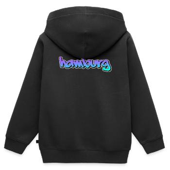 Hambourg - Sweat Premium à capuche zippé enfant bio - noir - Dos - AI Model Kid Male (0cm)