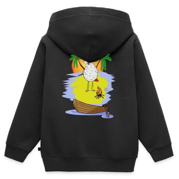 Pirat Huhn Freibeuter Insel Augenklappe Abenteuer - Kinder Premium Organic Zip Hoodie - Schwarz - Hinten - AI Model Kid Male (0cm)
