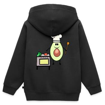 Avocado Vegetable Hobby Chef Vegetarian Cuisine - Kids Premium Organic Zip-up Hoodie - black - Back - AI Model Kid Male (0cm)