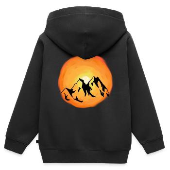 Sunshine Mountains Mountain Summit Mountaineer Alm - Kids Premium Organic Zip-up Hoodie - black - Back - AI Model Kid Male (0cm)