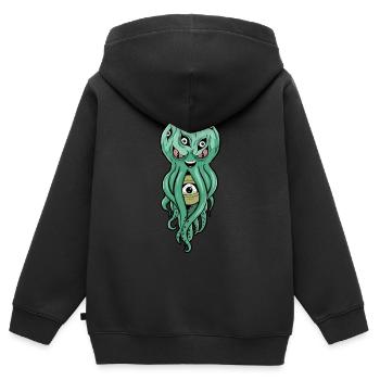 Cryptidcore Esthétique Octopus Weirdcore Globes oculaires - Sweat Premium à capuche zippé enfant bio - noir - Dos - AI Model Kid Male (0cm)