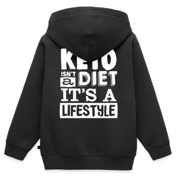 Régime Keto, régime sans glucides, céto - Sweat Premium à capuche zippé enfant bio - noir - Dos - AI Model Kid Male (0cm)