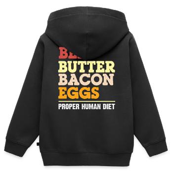 Régime Keto, régime sans glucides, céto - Sweat Premium à capuche zippé enfant bio - noir - Dos - AI Model Kid Male (0cm)