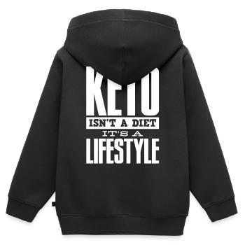 Régime Keto, régime sans glucides, céto - Sweat Premium à capuche zippé enfant bio - noir - Dos - AI Model Kid Male (0cm)