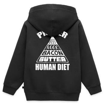 Régime Keto, régime sans glucides, céto - Sweat Premium à capuche zippé enfant bio - noir - Dos - AI Model Kid Male (0cm)