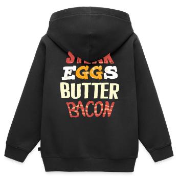 Régime Keto, régime sans glucides, céto - Sweat Premium à capuche zippé enfant bio - noir - Dos - AI Model Kid Male (0cm)