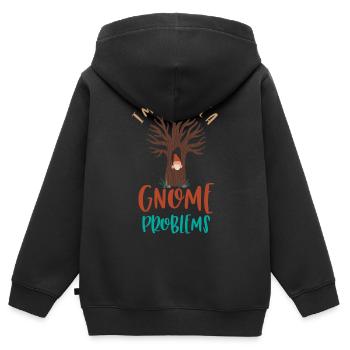 Gnome - Gnome Collecting - Gnome Collector - Sweat Premium à capuche zippé enfant bio - noir - Dos - AI Model Kid Male (0cm)