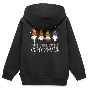 Gnome - Gnome Collecting - Gnome Collector - Sweat Premium à capuche zippé enfant bio - noir - Dos - AI Model Kid Male (0cm)