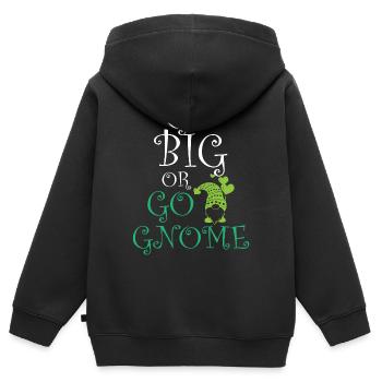 Gnome - Gnome Collecting - Gnome Collector - Sweat Premium à capuche zippé enfant bio - noir - Dos - AI Model Kid Male (0cm)