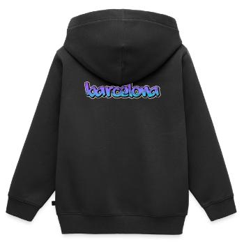 Barcelone - Sweat Premium à capuche zippé enfant bio - noir - Dos - AI Model Kid Male (0cm)