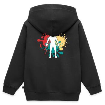 Fitness - Kinder Premium Organic Zip Hoodie - Schwarz - Hinten - AI Model Kid Male (0cm)