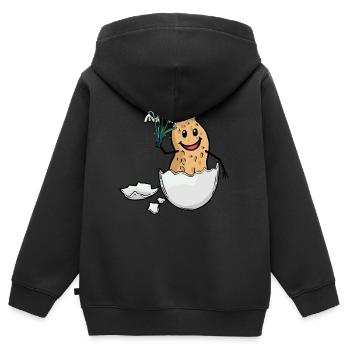 Ostern Erdnuss Frühling Osterei Flora Eierschale - Kinder Premium Organic Zip Hoodie - Schwarz - Hinten - AI Model Kid Male (0cm)