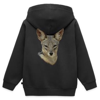 Schakal - Wildhund - Hund - Wildtier in Afrika - Kinder Premium Organic Zip Hoodie - Schwarz - Hinten - AI Model Kid Male (0cm)