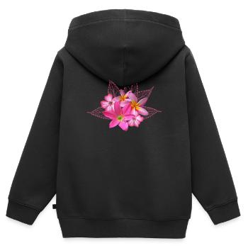 Tropische Blumen - Blüten - Blume - Flora - Kinder Premium Organic Zip Hoodie - Schwarz - Hinten - AI Model Kid Male (0cm)