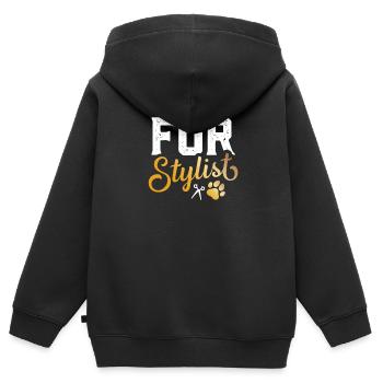 Styliste de fourrure Pet Care Artiste de fourrure - Sweat Premium à capuche zippé enfant bio - noir - Dos - AI Model Kid Male (0cm)