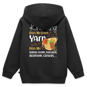Tricoter Tricoter Tricoter Remplir mon - Sweat Premium à capuche zippé enfant bio - noir - Dos - AI Model Kid Male (0cm)
