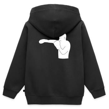 Boxer Silhouette - Kinder Premium Organic Zip Hoodie - Schwarz - Hinten - AI Model Kid Male (0cm)