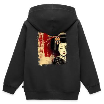 Geisha, traditionelle digitale Kunst, Japan - Kinder Premium Organic Zip Hoodie - Schwarz - Hinten - AI Model Kid Male (0cm)