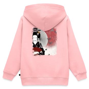 Geisha, traditionelle digitale Kunst, Japan - Kinder Premium Organic Zip Hoodie - Rosa - Hinten - AI Model Kid Female (0cm)