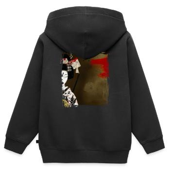 Geisha, traditionelle digitale Kunst, Japan - Kinder Premium Organic Zip Hoodie - Schwarz - Hinten - AI Model Kid Male (0cm)