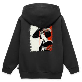 Geisha, traditionelle digitale Kunst, Japan - Kinder Premium Organic Zip Hoodie - Schwarz - Hinten - AI Model Kid Male (0cm)