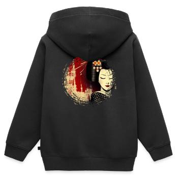 Geisha, traditionelle digitale Kunst, Japan - Kinder Premium Organic Zip Hoodie - Schwarz - Hinten - AI Model Kid Male (0cm)