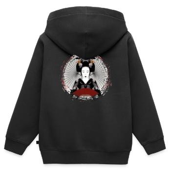 Geisha, traditionelle digitale Kunst, Japan - Kinder Premium Organic Zip Hoodie - Schwarz - Hinten - AI Model Kid Male (0cm)