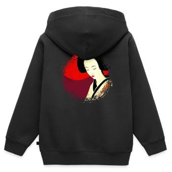 Geisha, traditionelle digitale Kunst, Japan - Kinder Premium Organic Zip Hoodie - Schwarz - Hinten - AI Model Kid Male (0cm)