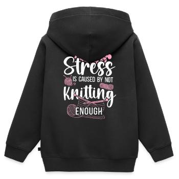 Le stress du tricot est causé - Sweat Premium à capuche zippé enfant bio - noir - Dos - AI Model Kid Male (0cm)